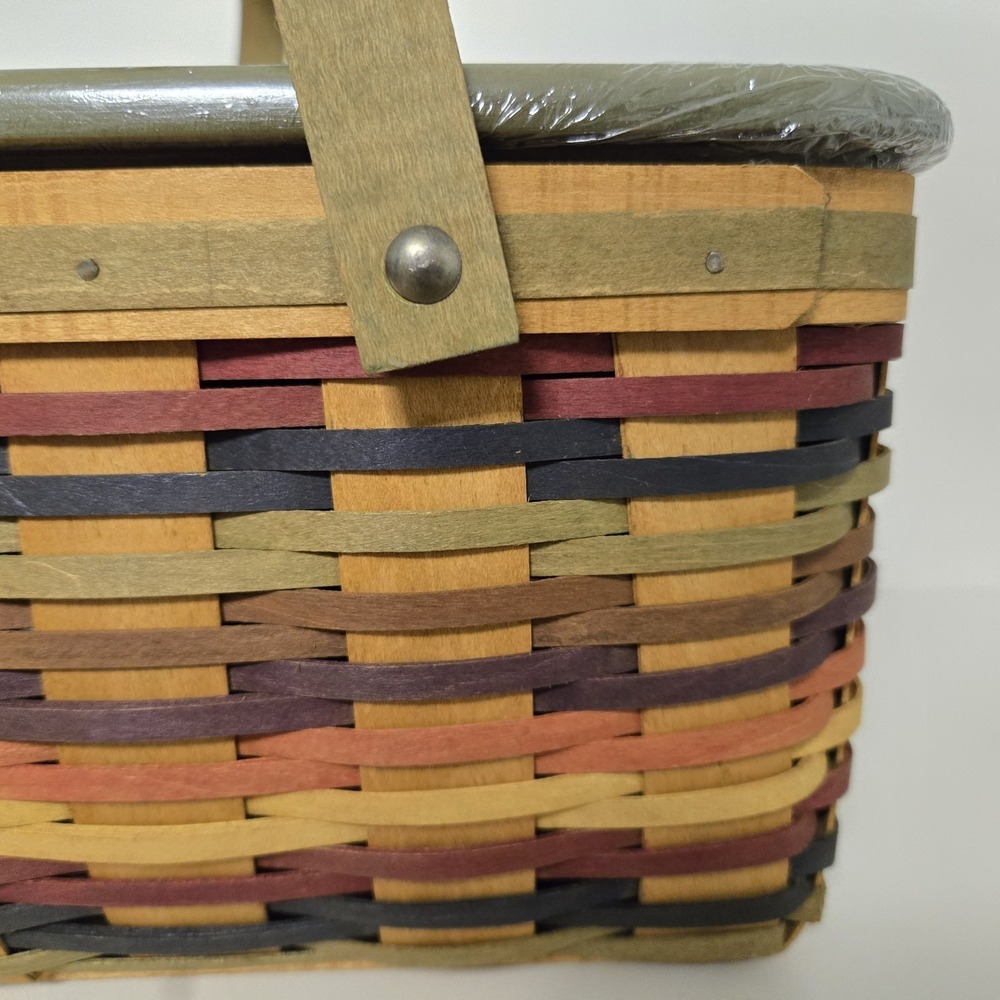 Longaberger 2008 Multicolored Pie Cake Basket w/ Lid Liner Riser 12x 12 NEW - Picture 2 of 8